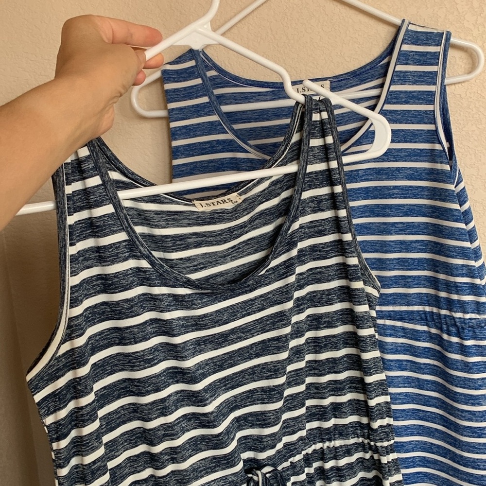 Two (2) identical empire waist dresses. Size S/M in dark blue and royal blue